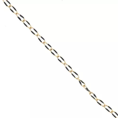3.8mm Stainless steel 201 Horse and epoxy resin mesh chain - Gold - Black x1m