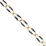 3.8mm Stainless steel 201 Horse and epoxy resin mesh chain - Gold - Black x1m