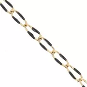 3.8mm Stainless steel 201 Horse and epoxy resin mesh chain - Gold - Black x1m