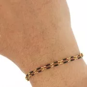 3.8mm Stainless steel 201 Horse and epoxy resin mesh chain - Gold - Black x1m