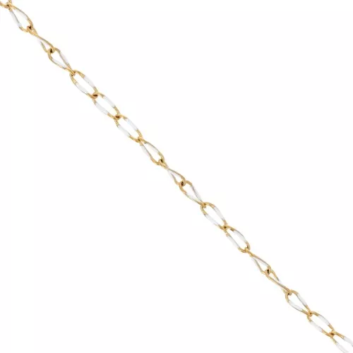 3.8mm Stainless steel 201 Horse and epoxy resin mesh chain - Gold - White x1m