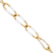 3.8mm Stainless steel 201 Horse and epoxy resin mesh chain - Gold - White x1m