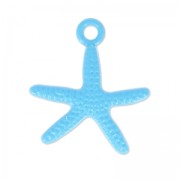 Coloured pendant sea star 18x20 mm Bleu x1