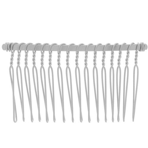 67x37mm Hair comb clip - Silver Tone x1
