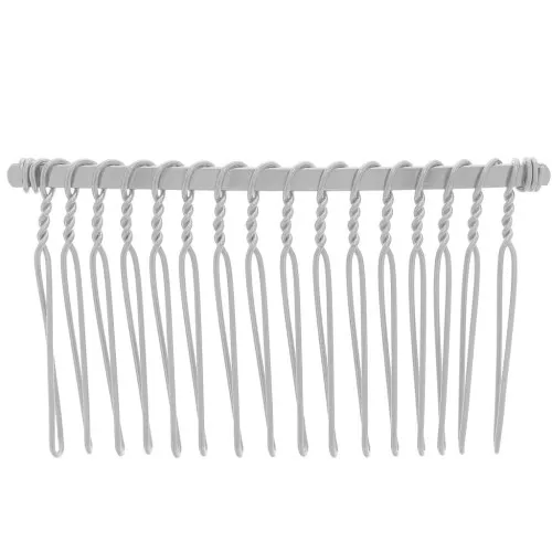 67x37mm Hair comb clip - Silver Tone x1