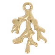 13x9 mm coral charm with rhinestones - Gold-plated 304 stainless steel x1