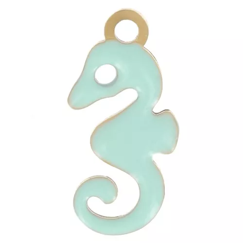 12x6mm 304L stainless steel Seahorse charm with epoxy resin - Gold - Mint x1