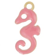 12x6mm 304L stainless steel Seahorse charm with epoxy resin - Gold - Rose Coral x1|raw }}