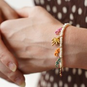 12x6mm 304L stainless steel Seahorse charm with epoxy resin - Gold - Rose Coral x1