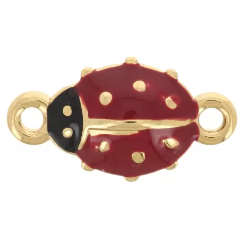 19x10mm Stainless steel 304L Spacers ladybug epoxy resin - Gold - Red x1