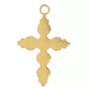 18x12mm 304L stainless steel Cross Charm with rhinestones - Gold x1