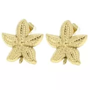 18x16.5mm Stainless steel 304L Starfish earstuds Gold x2