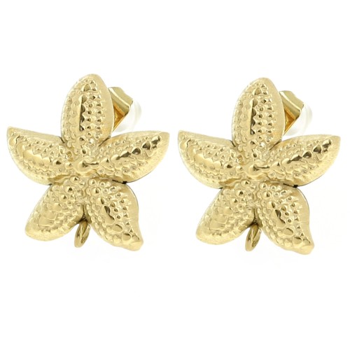 18x16.5mm Stainless steel 304L Starfish earstuds Gold x2