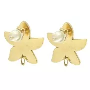 18x16.5mm Stainless steel 304L Starfish earstuds Gold x2
