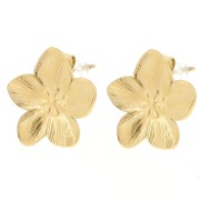 13mm Stainless Steel 304L Cherry Blossom Earstuds - Gold x2