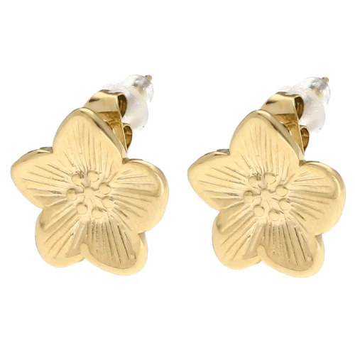 13mm Stainless Steel 304L Cherry Blossom Earstuds - Gold x2