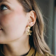 13mm Stainless Steel 304L Cherry Blossom Earstuds - Gold x2