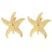 20mm Stainless steel 304L Starfish earstuds hammered - Gold x2