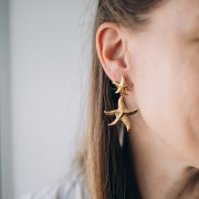 20mm Stainless steel 304L Starfish earstuds hammered - Gold x2