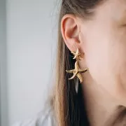 20mm Stainless steel 304L Starfish earstuds hammered - Gold x2