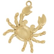 29.5x28.5mm 304L stainless steel Crab pendant with rhinestones - Gold x1