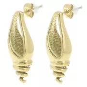 31x11mm 304L stainless steel Hollow shell earrings - Gold x2