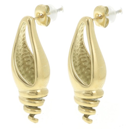 31x11mm 304L stainless steel Hollow shell earrings - Gold x2