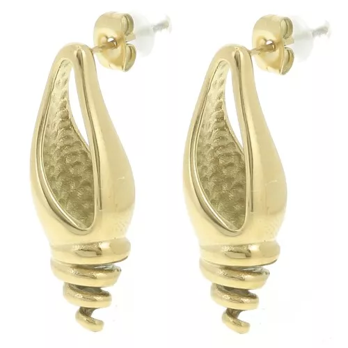 31x11mm 304L stainless steel Hollow shell earrings - Gold x2