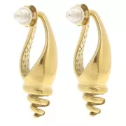 31x11mm 304L stainless steel Hollow shell earrings - Gold x2
