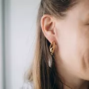 31x11mm 304L stainless steel Hollow shell earrings - Gold x2