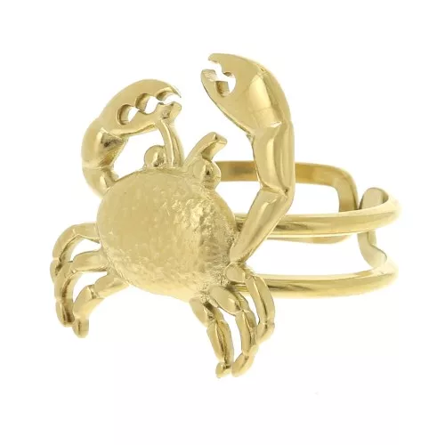 22mm 304L stainless steel Adjustable crab ring - gold x1