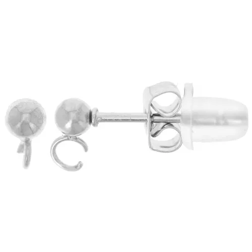3mm 304L stainless steel ball earstuds with open ring x20