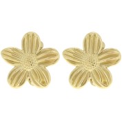 26 mm Flower Ear Clips with Open Hoop - Gold-Plated 304 Stainless Steel (2-Pack)
