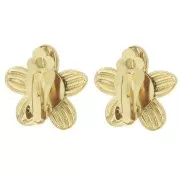 26 mm Flower Ear Clips with Open Hoop - Gold-Plated 304 Stainless Steel (2-Pack)