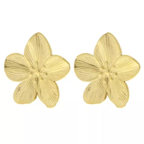 32mm Stainless steel 304L Cherry blossom ear clips - Gold x2
