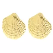 30x32mm Stainless steel 304L Shell ear clips - Gold x2