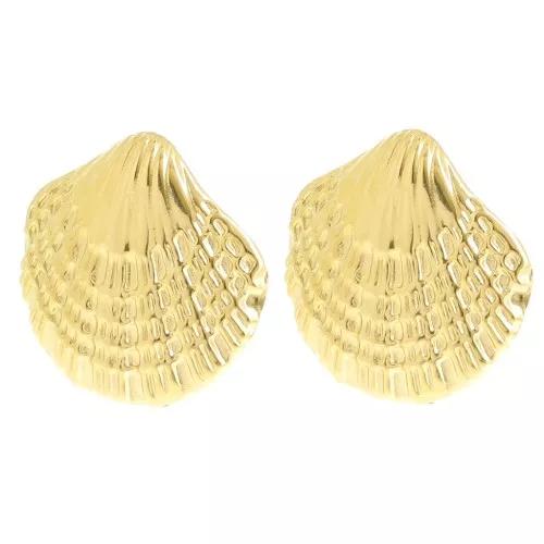 30x32mm Stainless steel 304L Shell ear clips - Gold x2