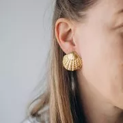 30x32mm Stainless steel 304L Shell ear clips - Gold x2