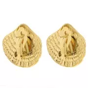 30x32mm Stainless steel 304L Shell ear clips - Gold x2