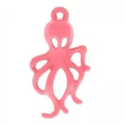 Coloured pendant octopus 30x17 mm raspberry x1