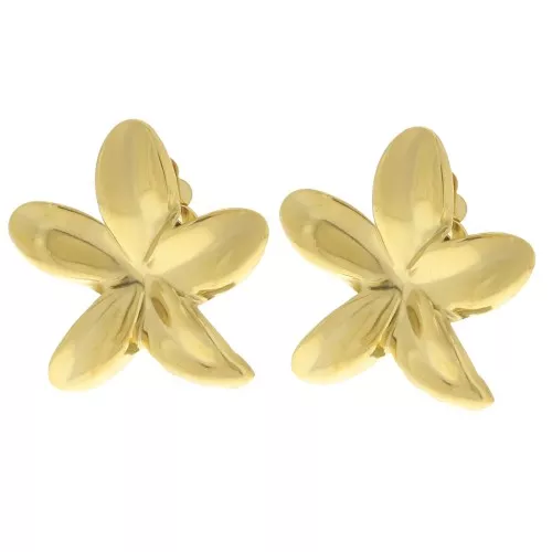 38mm Stainless steel 304L Ear clips tiare flower - Gold x2