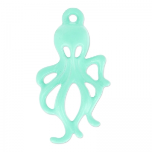 Coloured pendant octopus 30x17 mm Green Turquoise x1