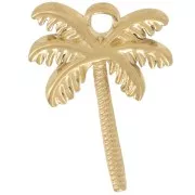 19x14mm 304L Stainless Steel Palm Tree Charm - Gold x1