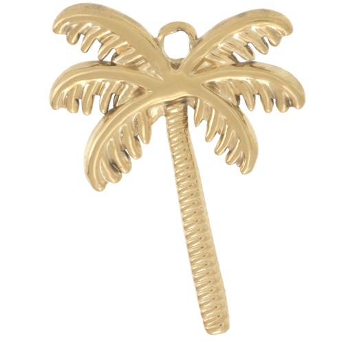 28x22mm 304L stainless steel Palm tree pendant - Gold x1