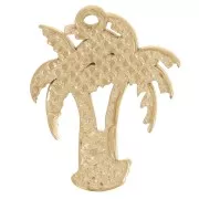 21x16mm 304L stainless steel Double palm tree pendant - Gold x1