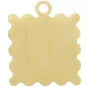 Charm mini frame 19x16 mm - lemon pattern - epoxy resin - Stainless steel 304L Gilded
