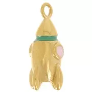 Spindle charm 18x8 mm with epoxy resin - 304L Gold stainless steel x1