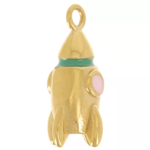 Spindle charm 18x8 mm with epoxy resin - 304L Gold stainless steel x1