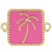 Intercalaire carré palmier 16x12 mm résine époxy - Acier inox 304L Doré - Rose