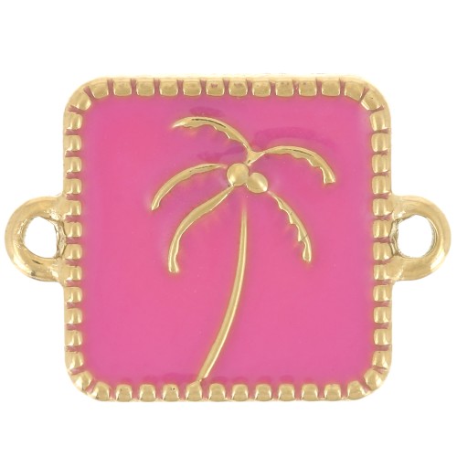 16x12mm 304L stainless steel Square palm spacer epoxy resin - Gold - Rose x1